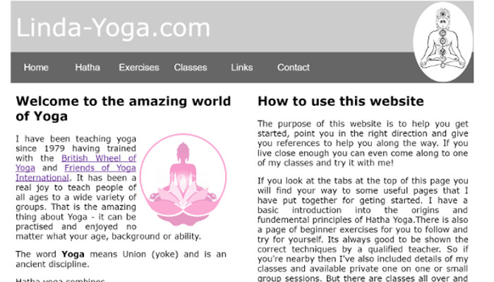 screenshot and link of yoga website